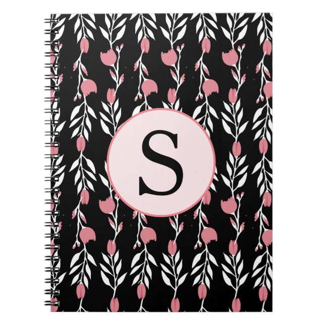 Cuaderno Hermoso Monograma de Vino Rosa (Frente)