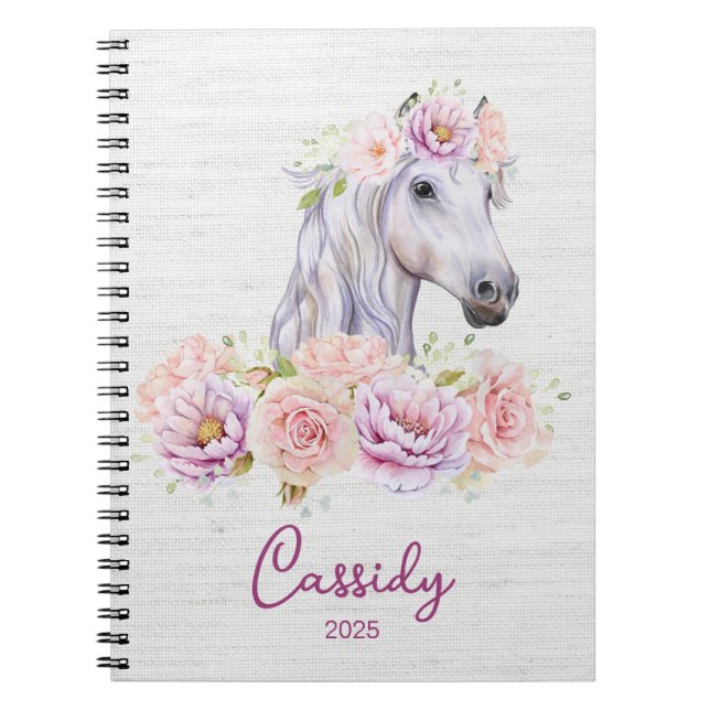 Cuaderno Hermoso nombre de DIY de Pony Floral (Frente)