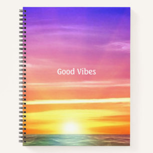 Cuaderno Hermoso Ocean Sunrise & Editable Good Vibes Textos