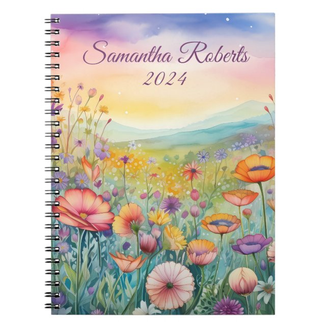 Cuaderno Hermoso paisaje de flores (Frente)
