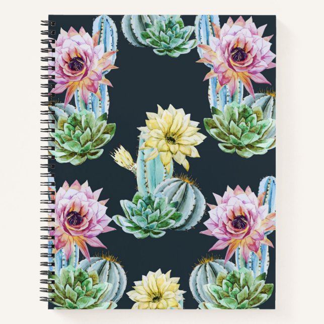 Cuaderno Hermoso patrón de Cactus (Anverso)