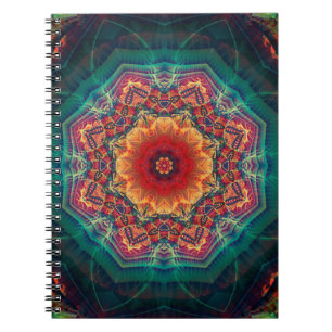 Cuaderno Hermoso patrón de flor caleidoscopio multicolor