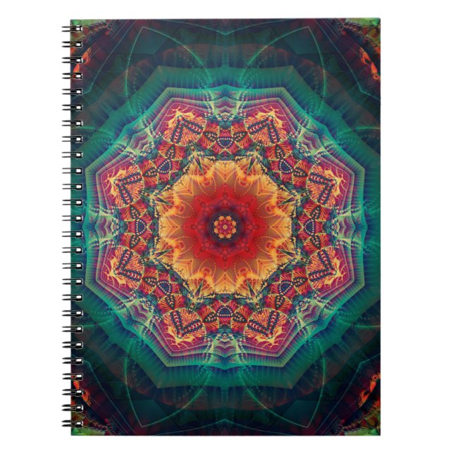 Cuaderno Hermoso patrón de flor caleidoscopio multicolor (Frente)