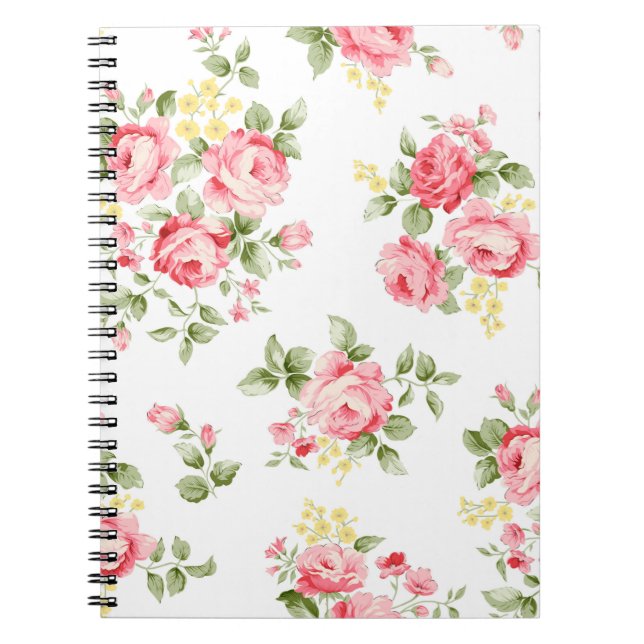 Cuaderno Hermoso patrón de flor rosa, pequeño bouqu floral (Frente)