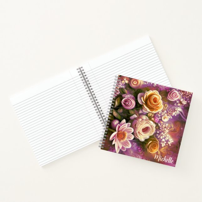 Cuaderno Hermoso patrón de flores acrílicas (Interior)