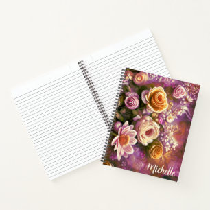 Cuaderno Hermoso patrón de flores acrílicas