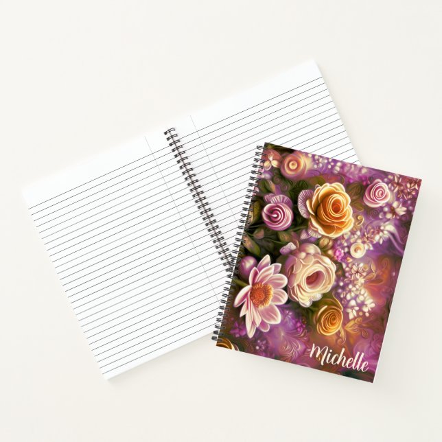 Cuaderno Hermoso patrón de flores acrílicas (Interior)