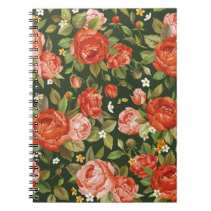 Cuaderno Hermoso patrón de flores peony sin costura