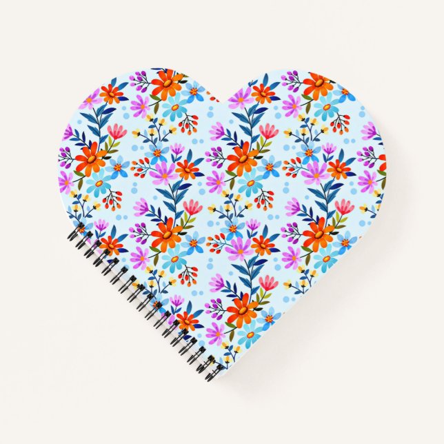 Cuaderno Hermoso patrón de flores y hojas  (Anverso)