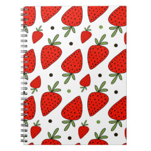 Cuaderno Hermoso patrón de fresas rojas sin fisuras