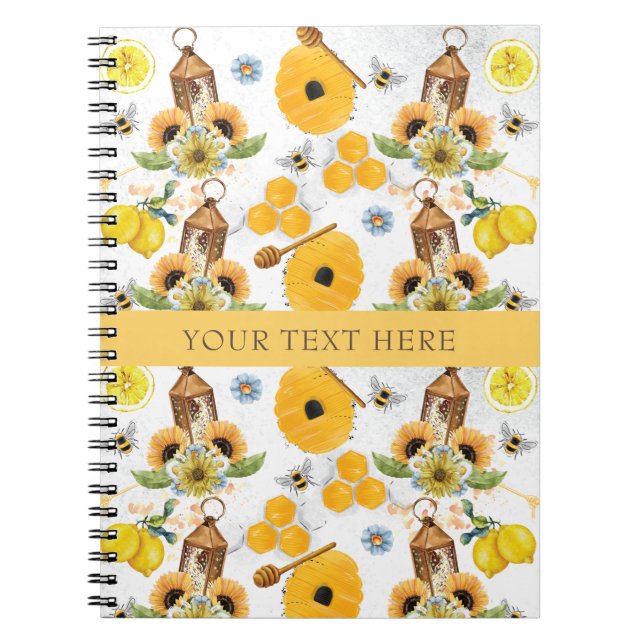 Cuaderno Hermoso patrón de girasol de Bee Garden (Frente)