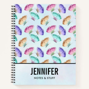 Cuaderno Hermoso patrón de mariposa acuarela