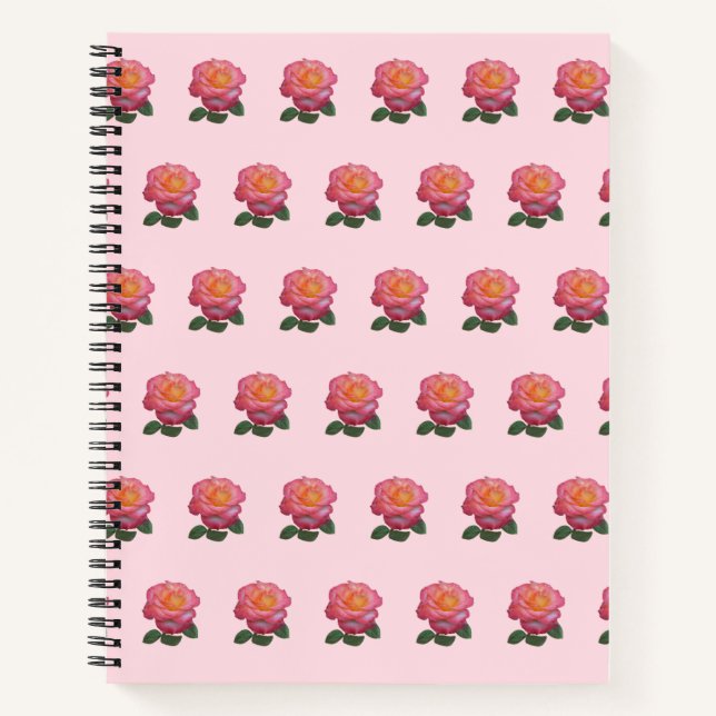 Cuaderno Hermoso patrón de rosa rosa (Anverso)