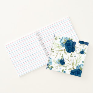 Cuaderno Hermoso patrón floral azul sin costuras