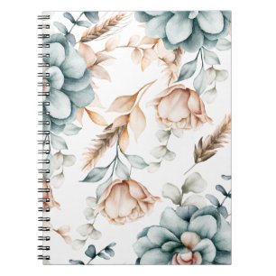 Cuaderno Hermoso patrón floral continuo con vintage 
