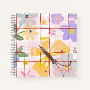 Cuaderno Hermoso patrón floral para niñas Morado