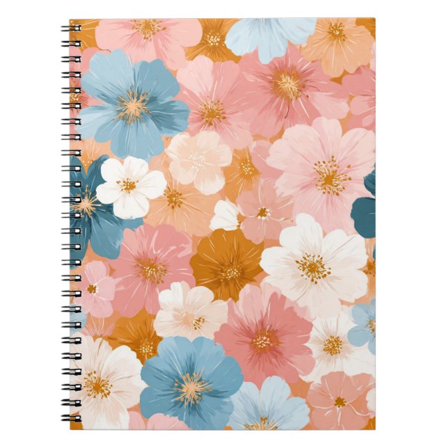 Cuaderno Hermoso patrón floral pastel (Frente)