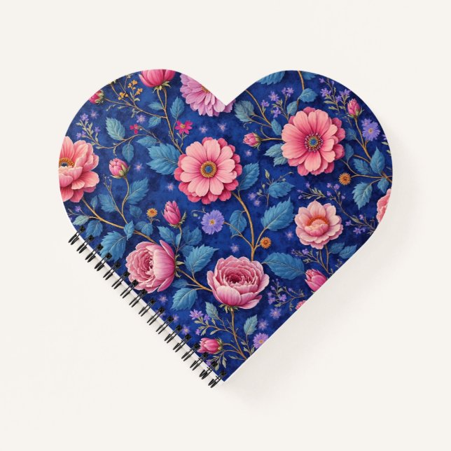 Cuaderno Hermoso patrón floral rosa (Anverso)