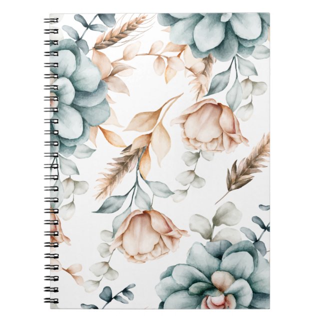 Cuaderno Hermoso patrón floral sin costuras con cosecha (Frente)
