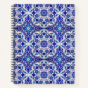 Cuaderno Hermoso patrón índigo otomano turco de iznik
