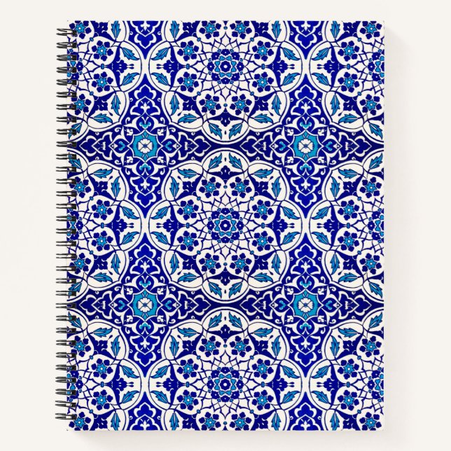 Cuaderno Hermoso patrón índigo otomano turco de iznik (Anverso)