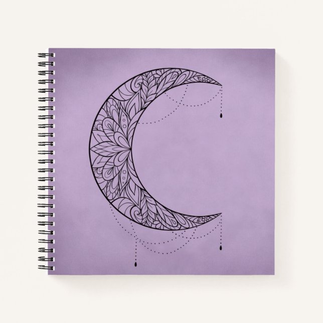 Cuaderno Hermoso patrón Mandala Crescent Moon Design (Anverso)