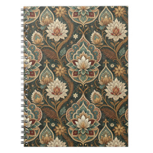 Cuaderno Hermoso patrón mural floral Art Nouveau vintage