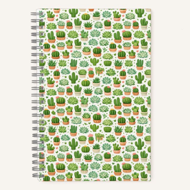 Cuaderno Hermoso patrón sin fisuras de plantas suculentas (Anverso)