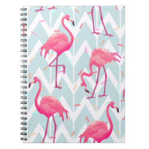 Cuaderno Hermoso patrón tropical sin costura con flam rosa