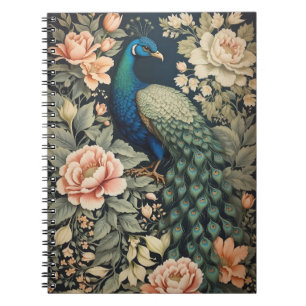 Cuaderno Hermoso Peacock William Morris inspiró la floral