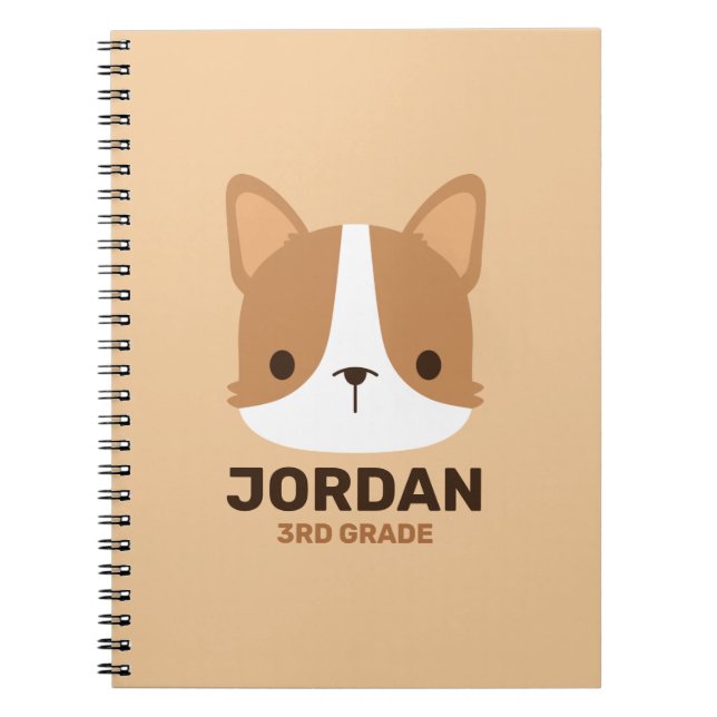 Cuaderno Hermoso perrito Corgi con nombre personalizado (Frente)