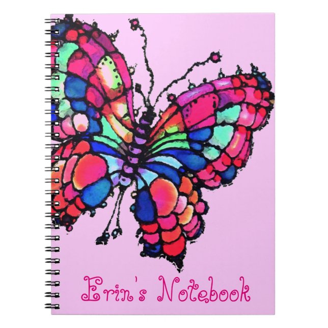 Cuaderno hermoso personalizado de la mariposa (Frente)