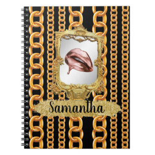 Cuaderno Hermoso Personalizado de Moda elegante de oro