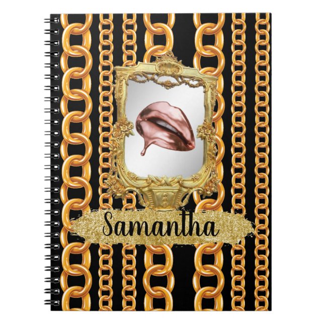 Cuaderno Hermoso Personalizado de Moda elegante de oro (Frente)