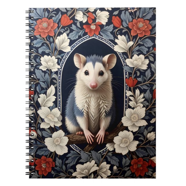 Cuaderno Hermoso Possum Inspirado en Flores de William Morr (Frente)
