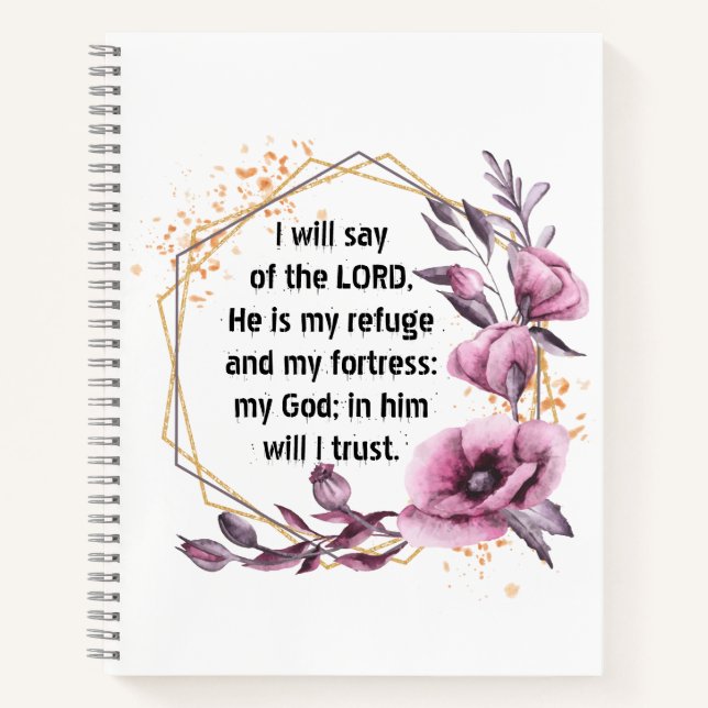 Cuaderno Hermoso Psalm 91 Portátil Floral (Anverso)