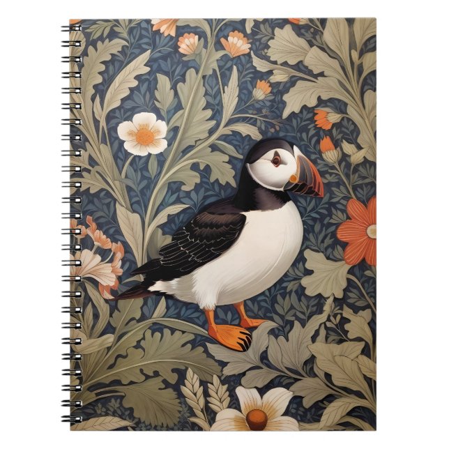 Cuaderno Hermoso Puffin William Morris inspirado (Frente)