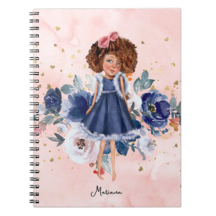 Cuaderno Hermoso Purpurina de oro floral Chica diario