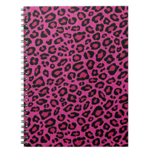 Cuaderno Hermoso purpurina de piel de leopardo rosa calient