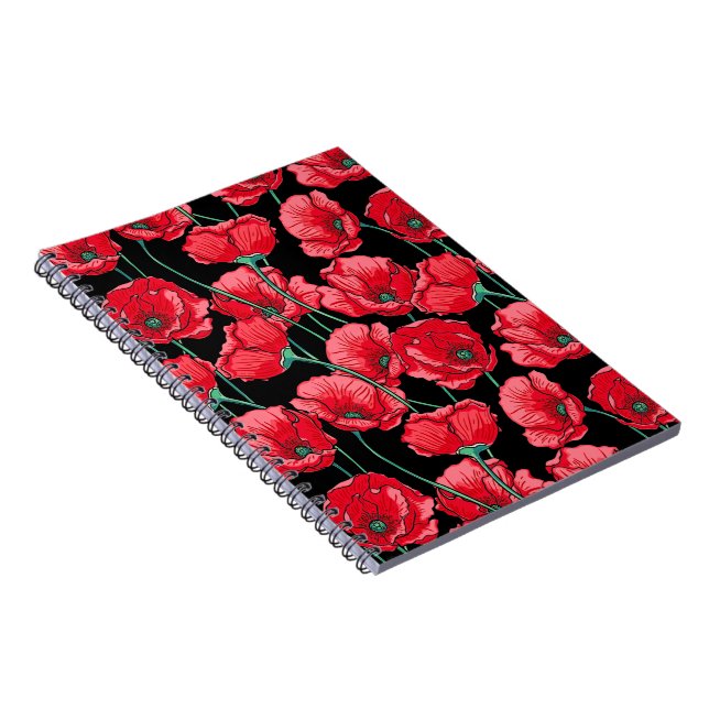 Cuaderno Hermoso recuerdo del patrón de adormidera roja (Lado Derecho)