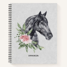 Cuaderno Hermoso retrato de cabeza de caballo negro