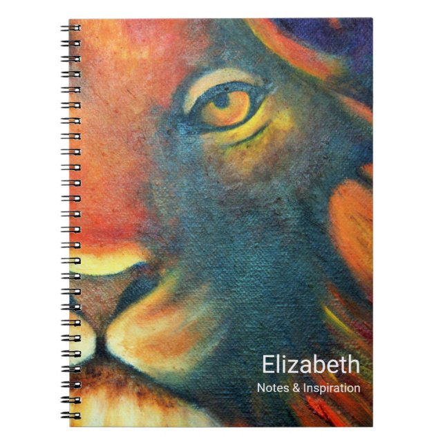 Cuaderno Hermoso retrato de cabeza de león regente y orgull (Frente)
