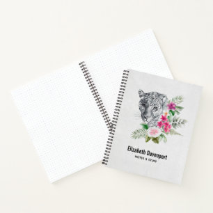Cuaderno Hermoso retrato de cabeza de leopardo en acuarela