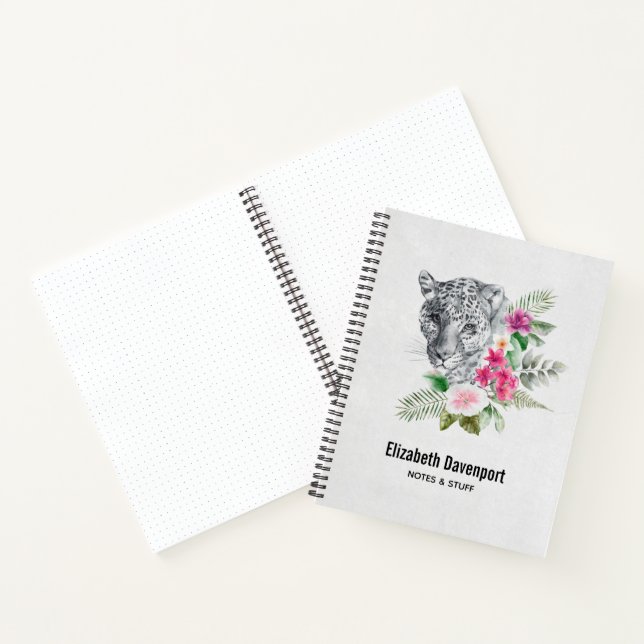 Cuaderno Hermoso retrato de cabeza de leopardo en acuarela (Interior)