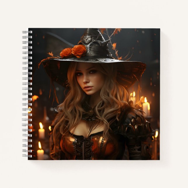 Cuaderno Hermoso retrato espeluznante Chica de Halloween (Anverso)