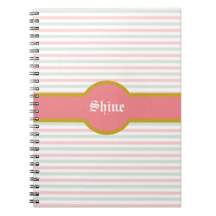 Cuaderno Hermoso rosa menta y rayas blancas