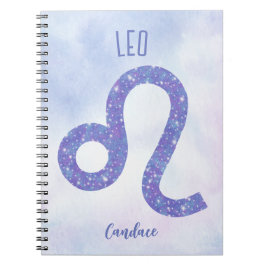 Cuaderno Hermoso Rótulo Astrología Leo Personalizado Púrpur