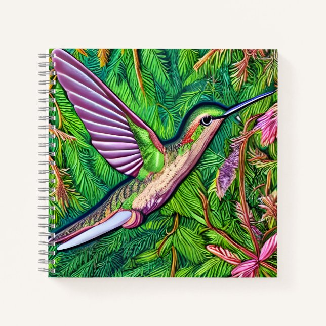 Cuaderno Hermoso Shabby Chic Little Hummingbird. (Anverso)