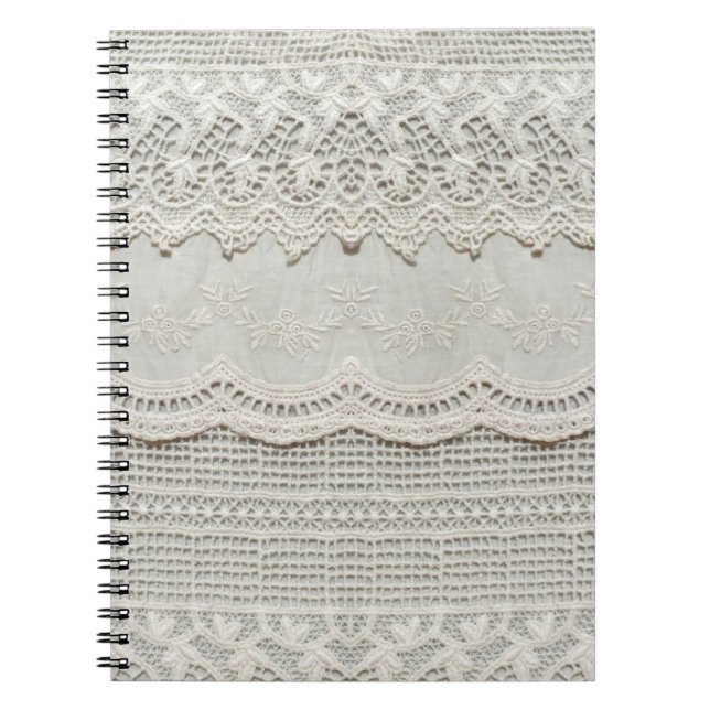 Cuaderno Hermoso, sutil, blanco lacado textil cerca.  (Frente)