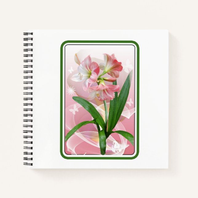 Cuaderno Hermoso tema floral Amaryllis (Anverso)
